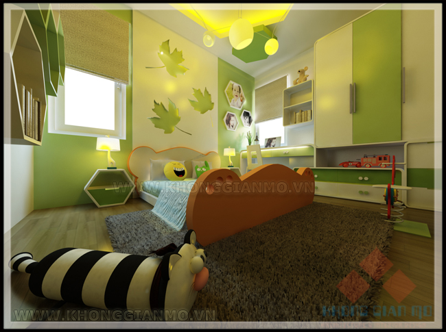 Thiết kế biệt thự Phối cảnh 3D Phòng ngủ Baby-v3- Biệt thự Anh Đức - TP Tuyên Quang